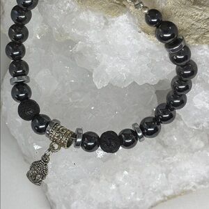 Hematite Genuine & Lava Bead Bracelet with Buddha The Yogi Collection